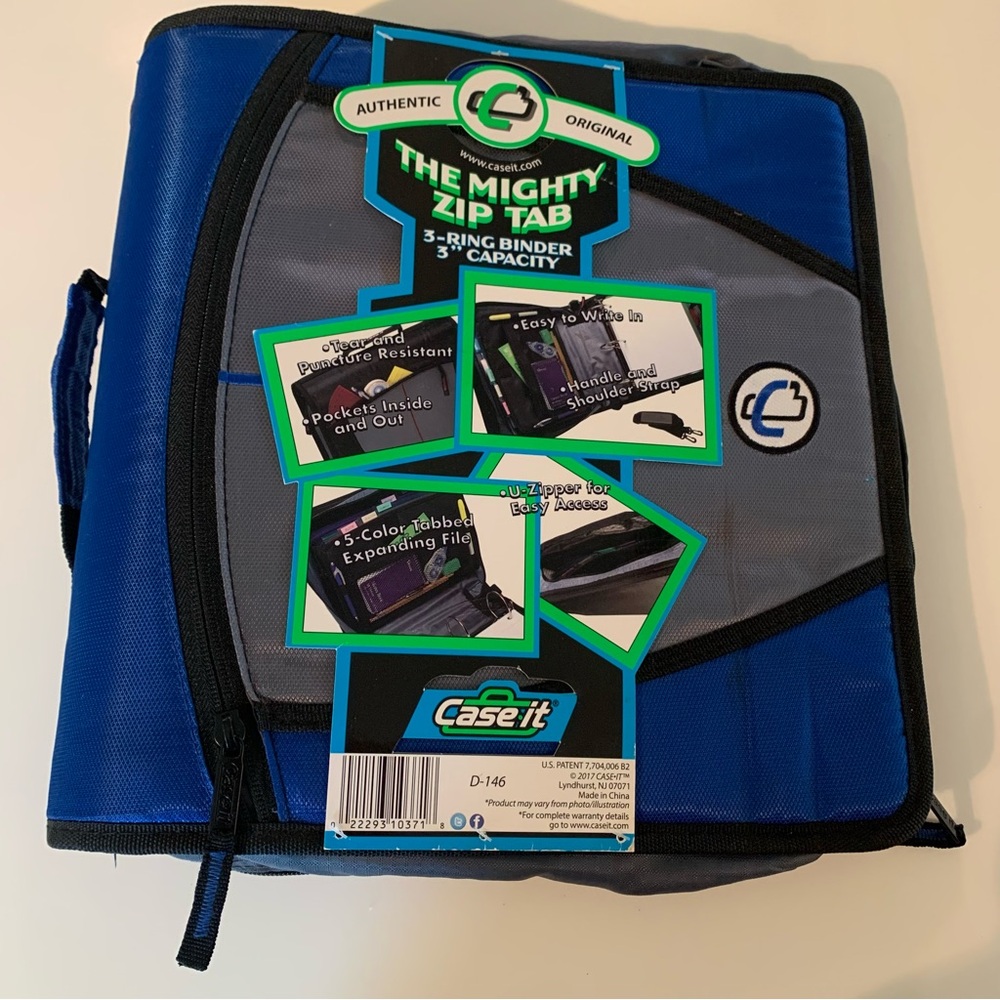 Case It 5 Subject The Mighty Zip Tab Zipper Binder File 3" Capacity New
